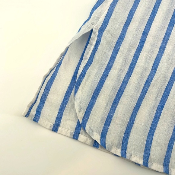 NWT J. Jill Love Linen Blue/White Stripe 100% Linen Button Down Shirt Size XS - Picture 6 of 10